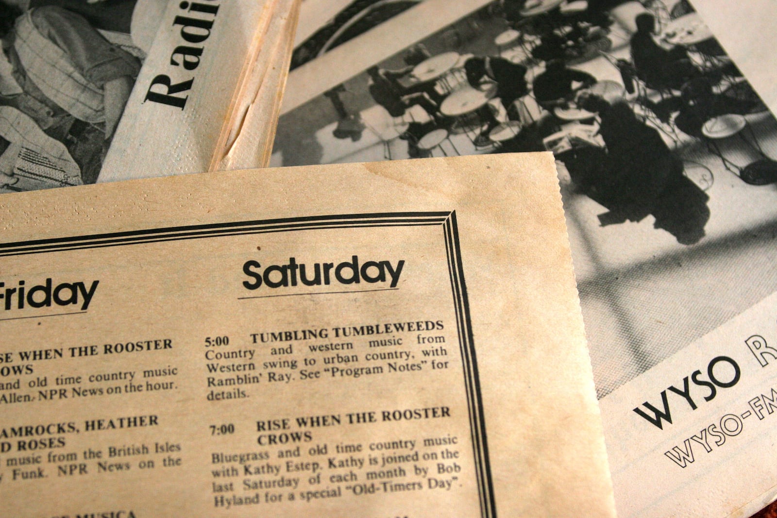 Old WYSO Radio Guides from the 1980s contain Ray Garrison's old show "Tumbling Tumbleweeds" in the schedule. Garrison currently hosted the program "Midnight Ramble" on Saturday night.