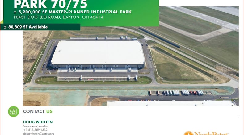 Northpoint Development marketing material for the industrial building at 10451 Dog Leg Road.