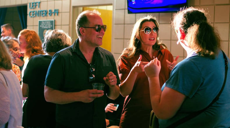 Discussions in the lobby and gardens are one of the highlights of FutureFest, the Dayton Playhouse's festival of new plays. Photo by Ray Geiger