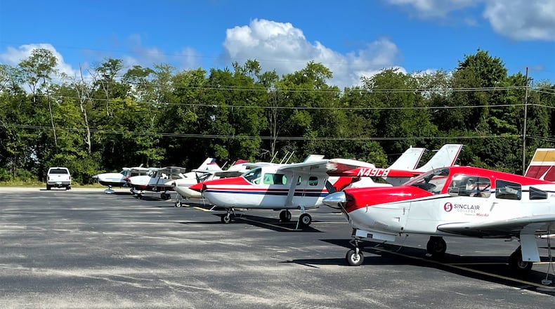 Planes for student pilots at Sinclair Community College, who train at Lewis A. Jackson Regional Airport in Greene County. CONTRIBUTED