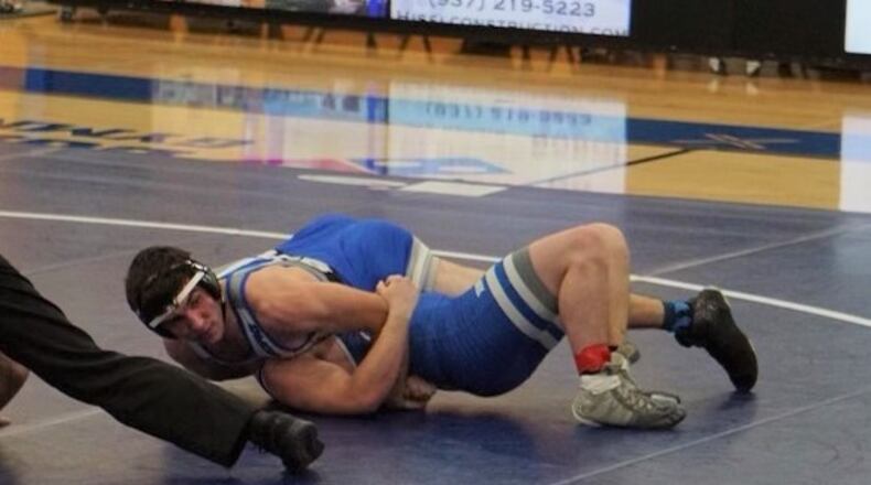 Springboro's Parker Smith (top) leads the Panthers into the Greater Western Ohio Conference wrestling meet. CONTRIBUTED