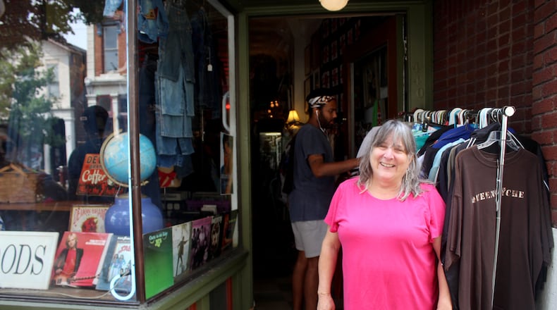 Oregon District resident Janet Phillips opened Feathers Vintage Clothing more than 40 years ago.