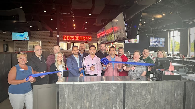 Butterbee’s American Grille, a family friendly, sports-themed restaurant and bar, is open in Xenia next door to Skyline Chili on Progress Drive. On Tuesday, Sept. 17 the Xenia Area Chamber of Commerce held a ribbon cutting. NATALIE JONES/STAFF