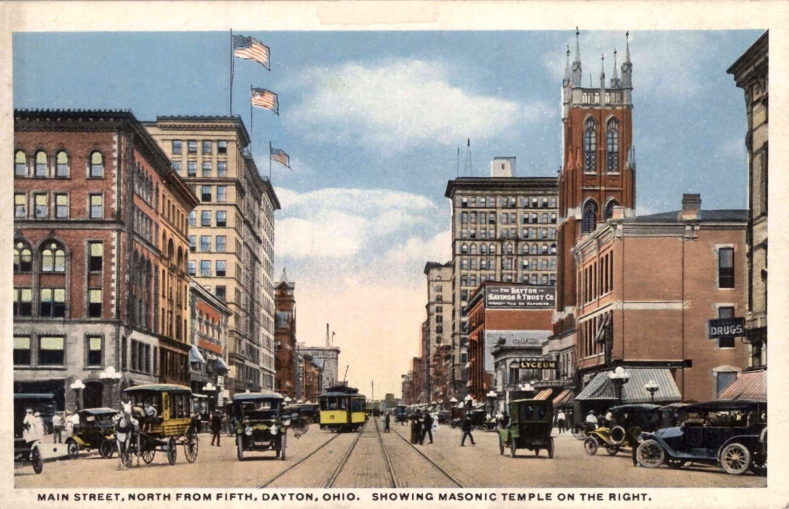 A postcard scene of Main Street is part of the Dayton Metro Library’s collection. DAYTON METRO LIBRARY