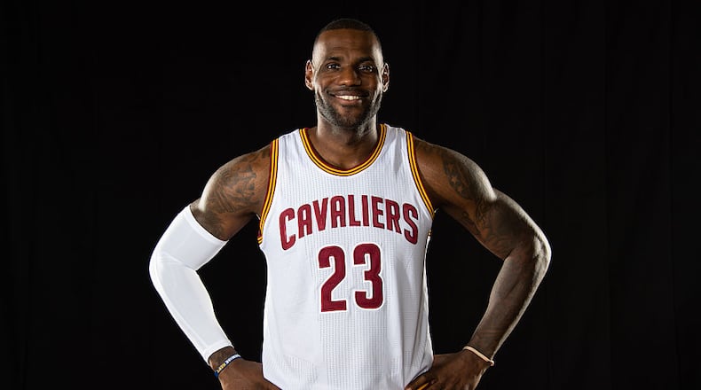 CLEVELAND, OH - SEPTEMBER 26: LeBron James #23 of the Cleveland Cavaliers during media day at Cleveland Clinic Courts on September 26, 2016 in Cleveland, Ohio. NOTE TO USER: User expressly acknowledges and agrees that, by downloading and/or using this photograph, user is consenting to the terms and conditions of the Getty Images License Agreement. Mandatory copyright notice. (Photo by Jason Miller/Getty Images)