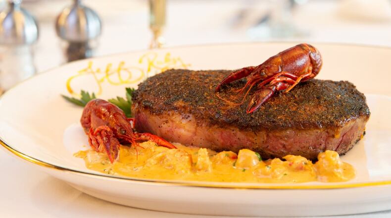 The 16-ounce prime ribeye — “Steak Burrow” — is served with creole crawfish sauce, paying homage to Burrow’s career at Louisiana State. For each steak sold, the Jeff Ruby’s Steakhouse will donate $9 — a reference to Burrow’s jersey number — to the Athens County Food Pantry.