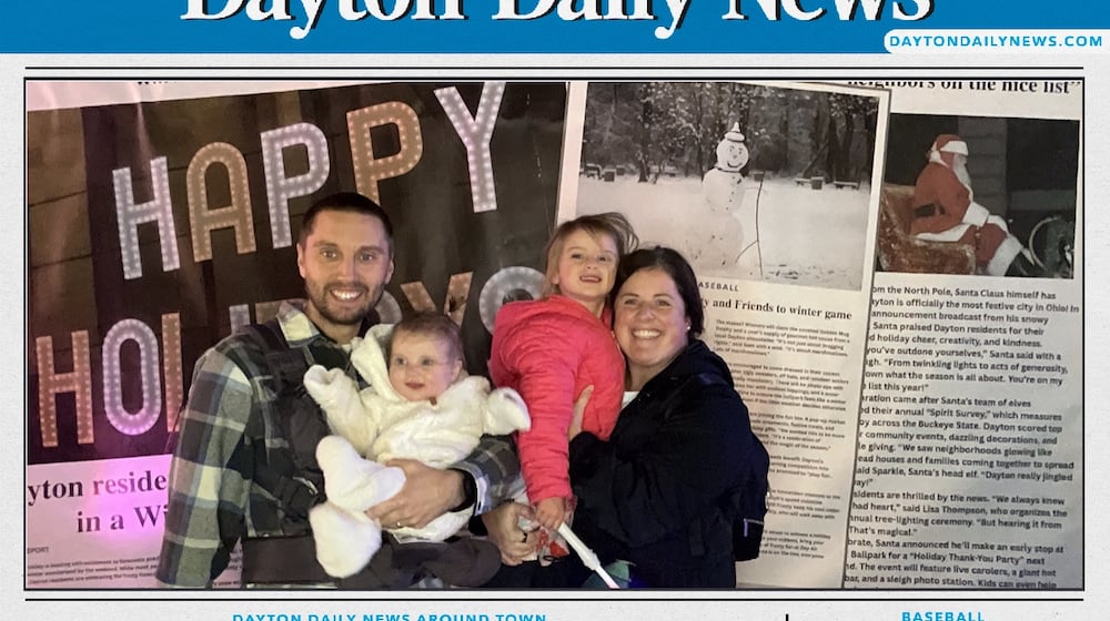 "Front Page News" photos are one of the attractions at the Deck the Diamond event happening now through Jan. 3 at the Dayton Dragons Day Air Ballpark.