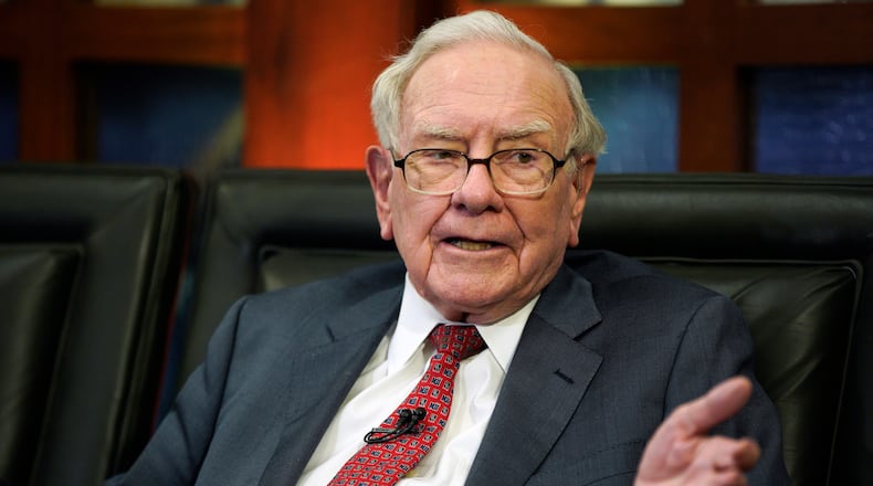 FILE - Berkshire Hathaway Chairman and CEO Warren Buffett speaks during an interview with Liz Claman on Fox Business Network's "Countdown to the Closing Bell," May 7, 2018, in Omaha, Neb. (AP Photo/Nati Harnik, File)