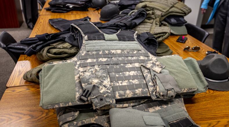 Members of the Union County Sheriff's Office delivered a donation of unneeded body armor, including vests, plates and riot helmets for Ukraine to Ohio State Highway Patrol. CONTRIBUTED
