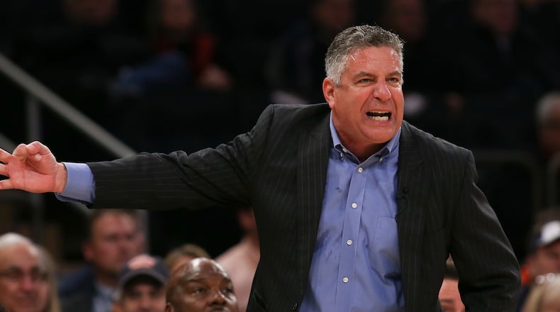 Auburn coach Bruce Pearl reacts to a call during a game against the Boston College at Madison Square Garden on December 12, 2016 in New York City. (Photo by Michael Reaves/Getty Images)