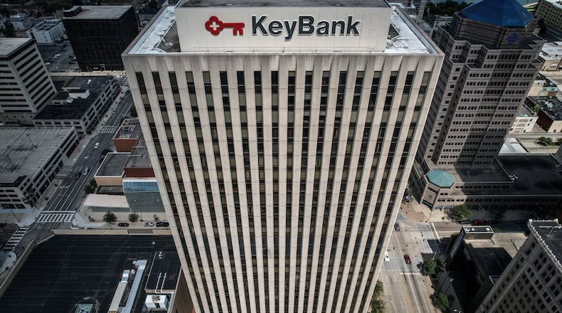 The keyBank Tower in downtown Dayton was opened in 1976. The building was once maned MeadWestvaco Tower until KeyBank gained naming rights in 2008. The tower has 27 floors and stands 384 feet high. JIM NOELKER/STAFF