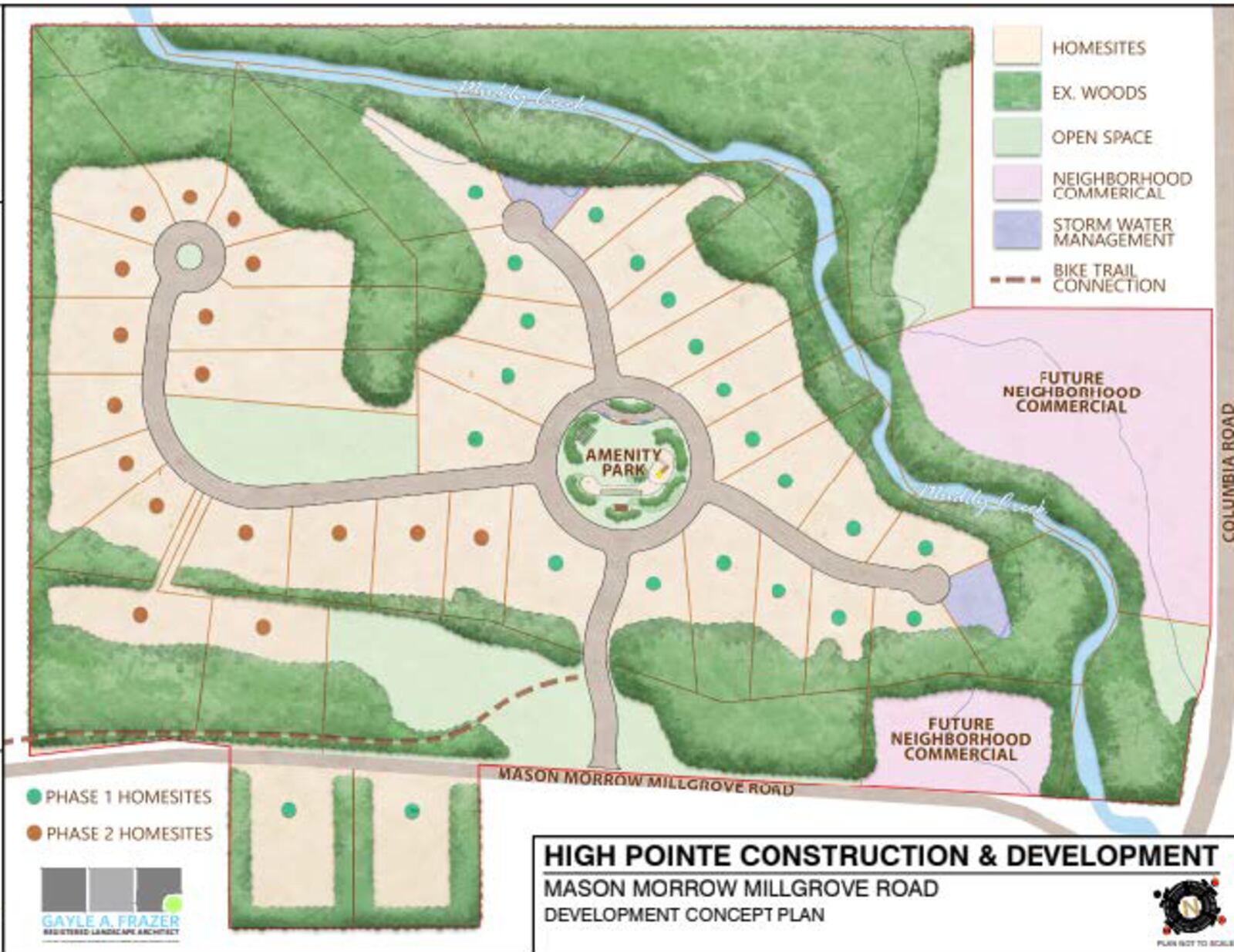This is one of the concept plans for a proposed 42-home high-end subdivision off Mason-Morrow-Milgrove and Columbia roads. The city of Lebanon is selling more than 98 acres to High Pointe Construction & Development. CONTRIBUTED/CITY OF LEBANON
