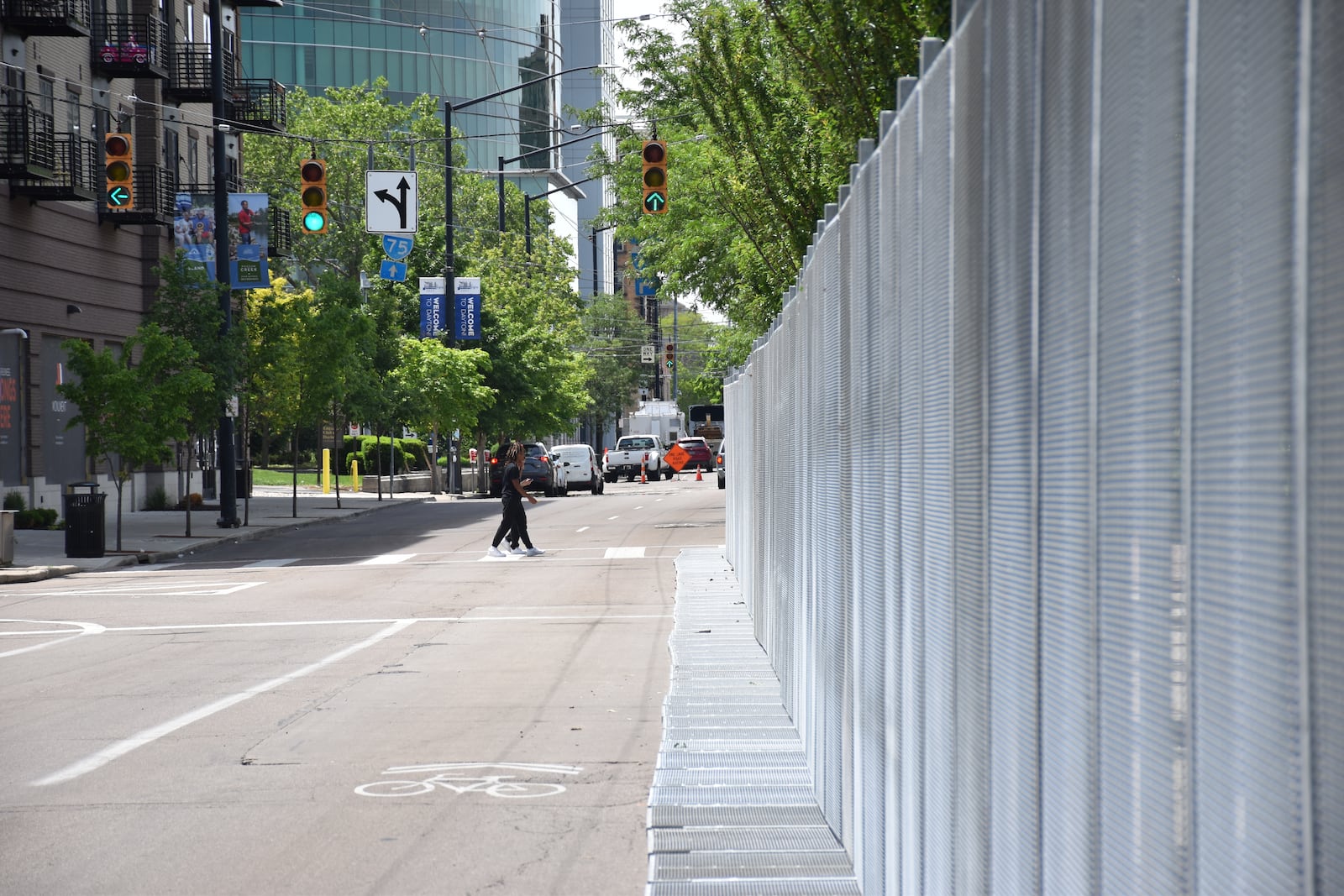 Fencing has gone up in multiple parts of downtown Dayton ahead of the NATO Parliamentary Assembly later this week, including at RiverScape MetroPark and North Main Street by the Biltmore Towers. Stacks of fencing have been delivered to many spots around downtown that will be part of the security perimeter for the international event. CORNELIUS FROLIK / STAFF