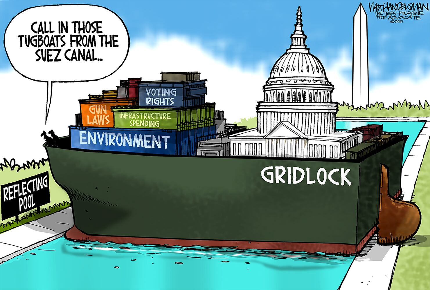 Week in cartoons: Gun control, infrastructure plan and more