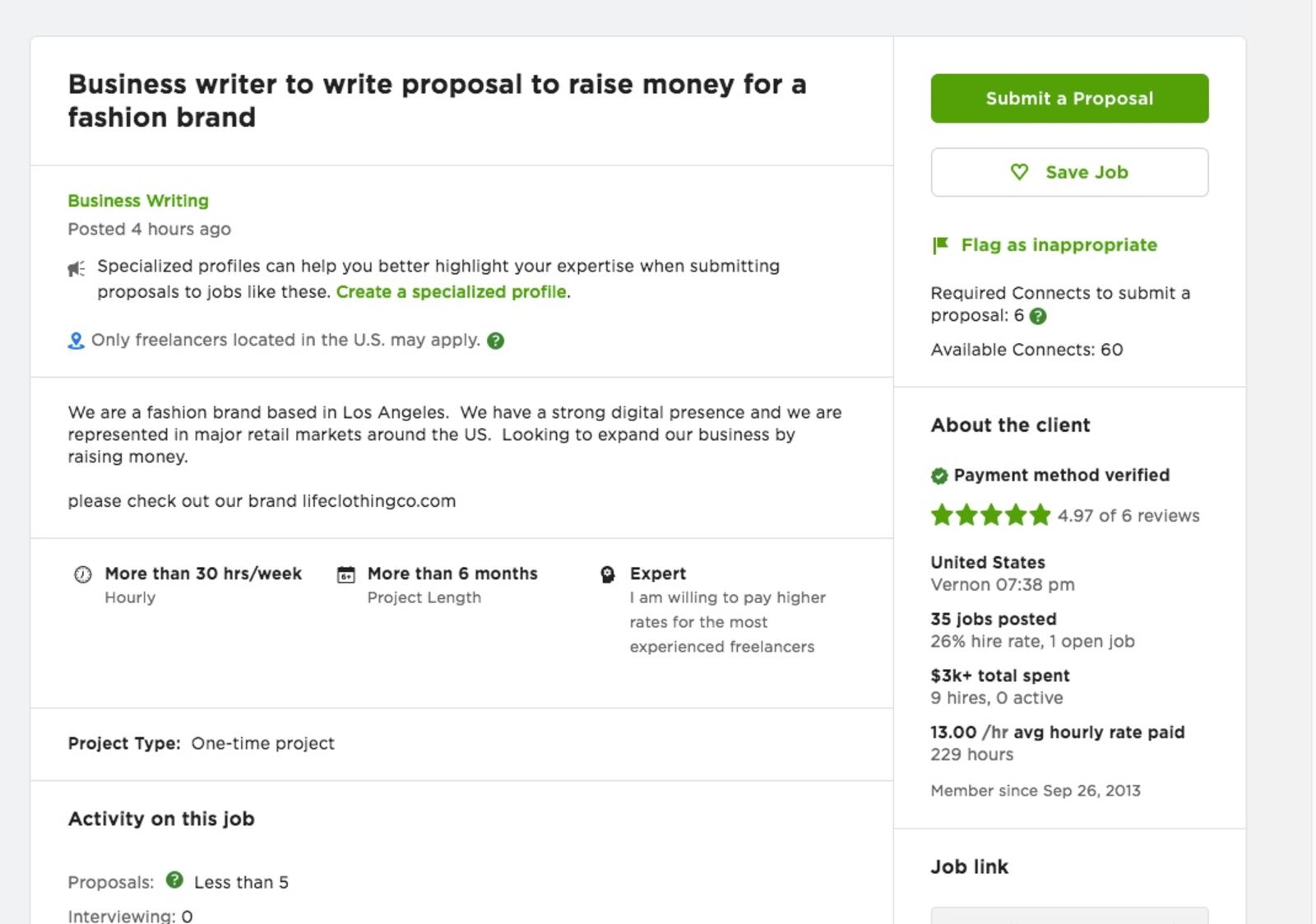Applying to jobs on Upwork - submitting a proposal