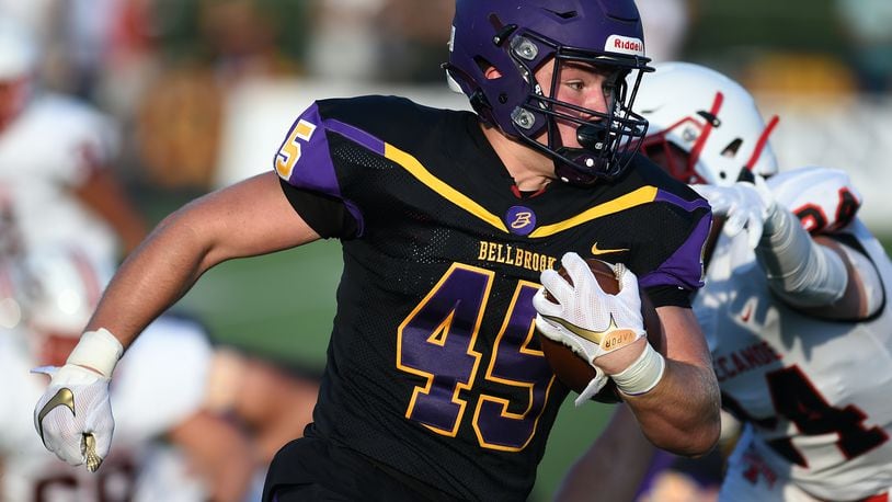 Bellbrook's Nick Etienne runs the ball during a game earlier this season. Nick Falzerano/CONTRIBUTED