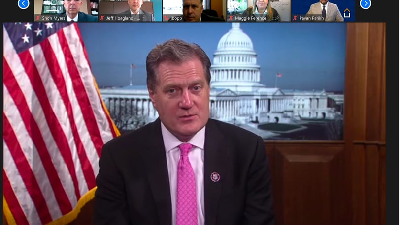 A screen shot of U.S. Rep. Mike Turner's virtual press conference March 3. Photo courtesy of the Ohio Bankers League