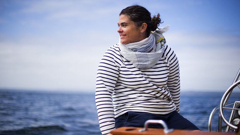 Renee Erickson, photographed on her boat on a crabbing excursion near Shilshole Bay in Seattle, Wash, in August 2015. To save more chinook salmon for starving orcas, chef Erickson has taken it off her menu. (John Lok/Seattle Times/TNS)