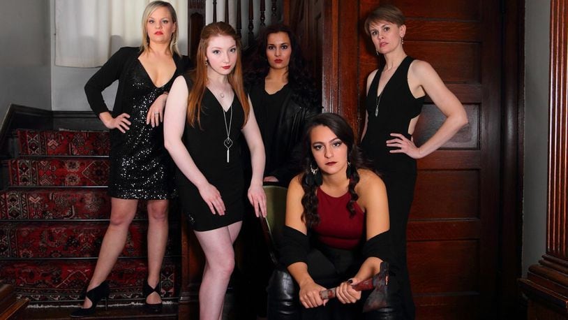 (left to right) Leslie Goddard (Bridget), Michaella Waickman (Alice), Rachel Mary Green (Understudy), Deanna Giulietti (Lizzie), and Natalie Bird (Emma) are the ladies of “Lizzie,” a new rock musical having its regional premiere courtesy of the Human Race Theatre Company at the Loft Theatre through June 30. CONTRIBUTED/SCOTT J. KIMMINS