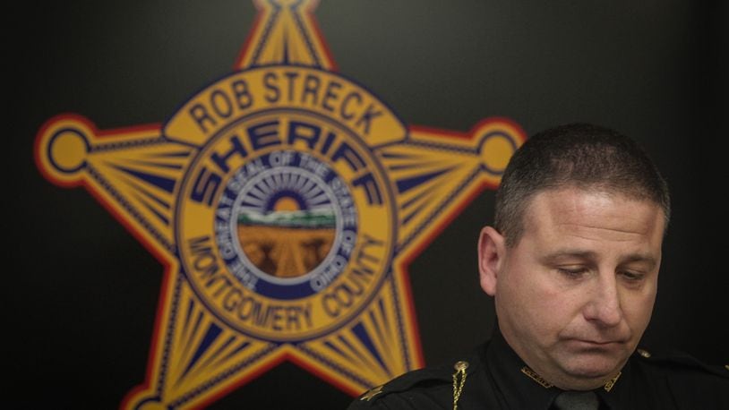 Montgomery County Sheriff Rob Streck gives an update March 12, 2020, about an officer-involved deadly shooting that happened March 7, 2020, and led to the death of 43-year-old Gary Brown of Dayton.  JIM NOELKER/STAFF