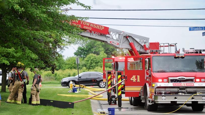 Washington Twp. firefighters responded to an apartment fire Wednesday, May 25, 2022, on Lake Glen Court. No one was home at the apartment at the time except for a dog, which died at the scene. MARSHALL GORBY \STAFF