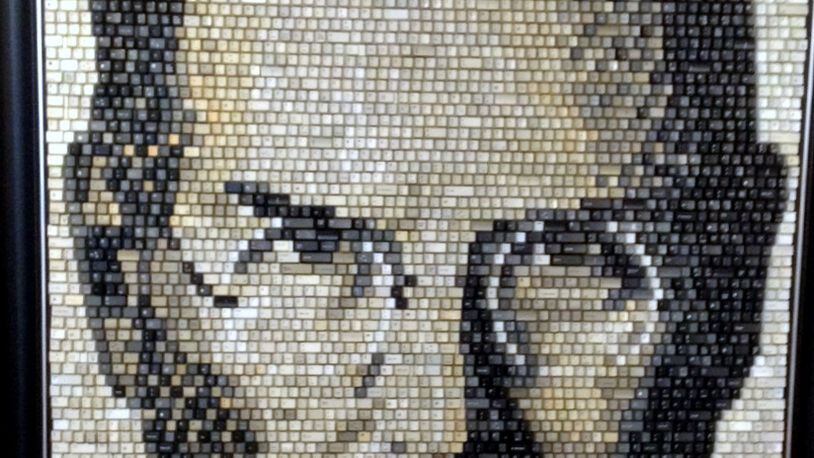 Orlando artist Doug Powell created the portrait of Apple co-founder Steve Jobs made entirely from computer keys.