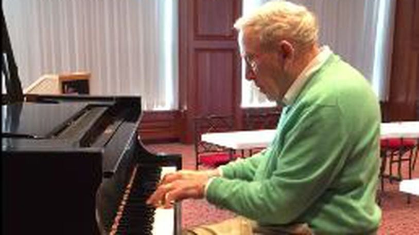 Dave Belew of Hamilton, Ohio, can't visit his wife, Marge, of 67 years because she lives at a nursing facility. Every night, he plays songs for her on the piano so she can listen over the phone.  CONTRIBUTED