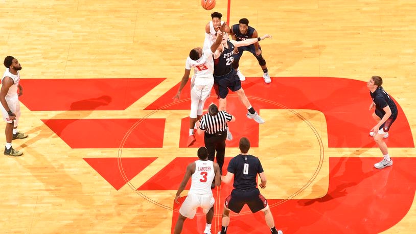 The Dayton Flyers dropped a 78-70 decision to Penn on Saturday, Dec. 9, 2017 at UD Arena. It was the Flyers’ first loss to the Ivy League in 14 games. Erik Schelkun/Elestar Images