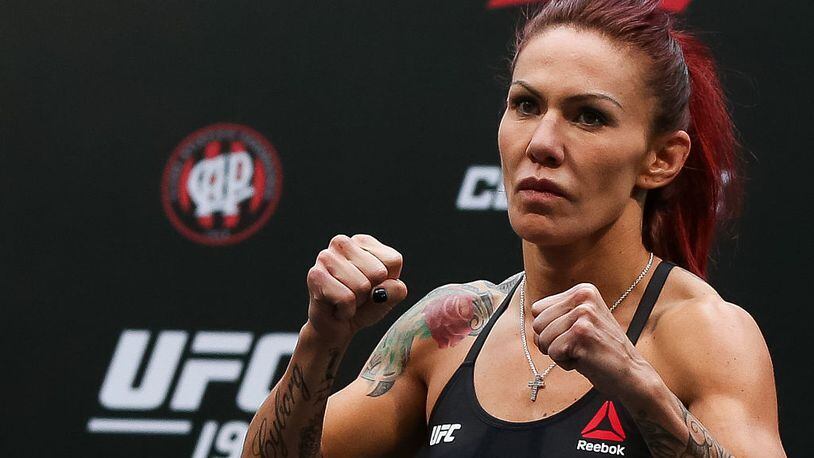 CURITIBA, BRAZIL - MAY 13: Cris Cyborg Justino of Brazil weighs in during the UFC 198 weigh-in at Arena da Baixada stadium on May 13, 2016 in Curitiba, Brazil. (Photo by Buda Mendes/Getty Images)