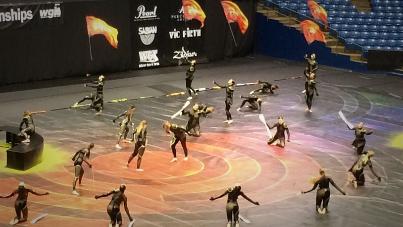 The Miamisburg High School team performing at the Winter Guard International on Wednesday, April 7, 2016. (Darin Pope/Staff)
