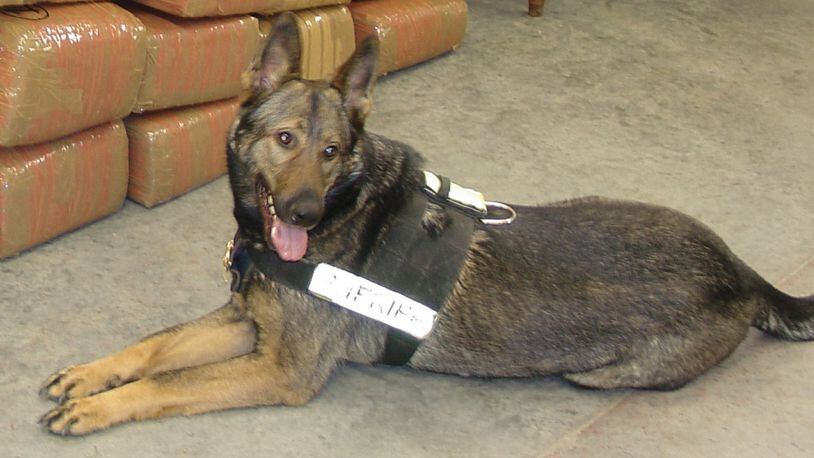 Emir, a former Shelby County Sheriff’s K-9 Deputy, was used on over 169 traffic stops and narcotic searches during his service career. (CONTRIBUTED / SHELBY COUNTY SHERIFF’S OFFICE)
