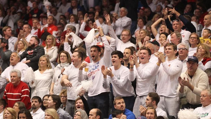 Dayton fans cheer during a game against Virginia Commonwealth on Saturday, Feb. 16, 2019, at UD Arena. David Jablonski/Staff