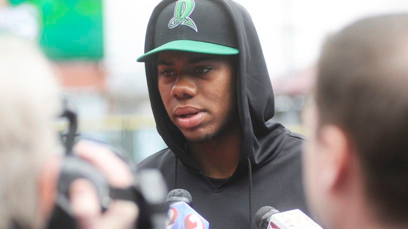 Hunter Greene, the Reds’ No. 1 draft pick last year, will begin the 2018 season with the Class A minor-league Dayton Dragons. MARC PENDLETON / STAFF