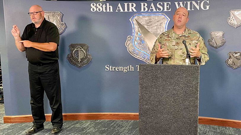 Col. Patrick Miller, 88th Air Base Wing and installation commander, discusses adjustments to Wright-Patterson Air Force Base’s COVID-19 operating environment during a virtual town hall and situation update Aug. 4. U.S. AIR FORCE PHOTO/CHRISTOPHER WARNER