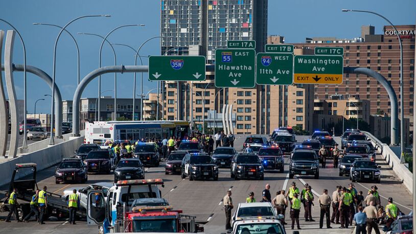 Protesters took to the interstate in the Twin Cities area after the shooting death of Philando Castile in July. Friday night protesters again blocked an interstate highway after the police officer who shot Castile was acquitted.