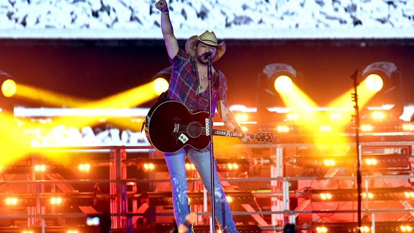 INDIO, CALIFORNIA - APRIL 28: Jason Aldean performs onstage during the 2019 Stagecoach Festival at Empire Polo Field on April 28, 2019 in Indio, California. (Photo by Kevin Winter/Getty Images for Stagecoach)