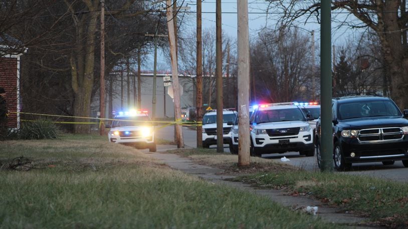 Two people were shot and killed during a gunfight Tuesday evening, Jan. 4, 2022, in the 600 block of Randolph Street in Dayton. CORNELIUS FROLIK/STAFF