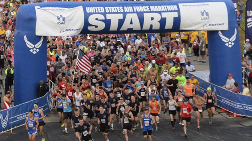 The Air Force Marathon draws thousands of runners from 50 states and several countries to Wright-Patterson Air Force Base every September. CONTRIBUTED