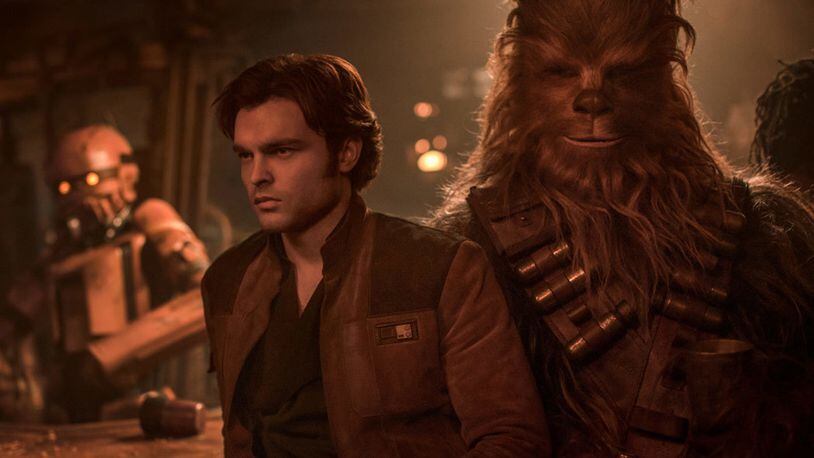 Alden Ehrenreich stars as Han Solo, with Chewbacca (Joonas Suotamo), in “Solo: A Star Wars Story.” Contributed by Lucasfilm