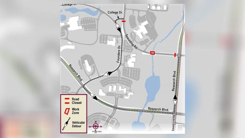A section of Spaulding Road in Kettering will close for five days starting Tuesday, according to the city. CONTRIBUTED
