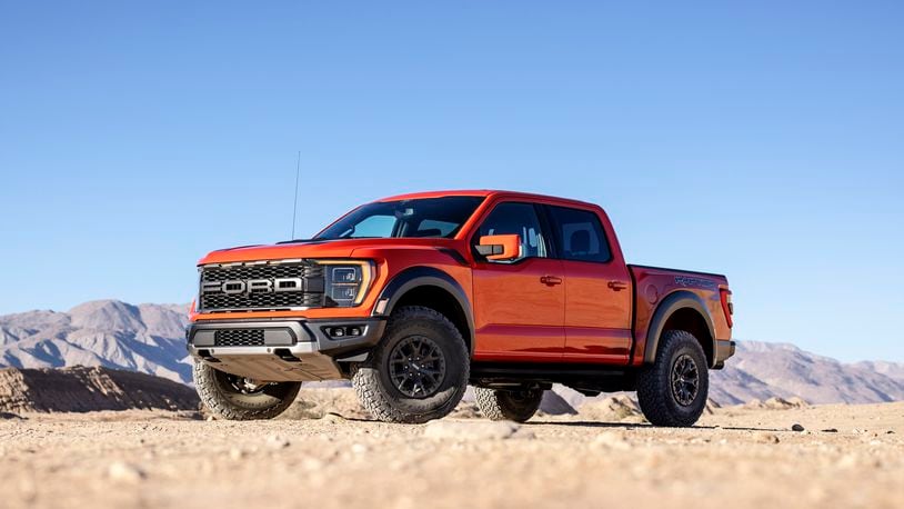 This photo provided by Ford Motor Company shows the 2021 Ford F-150 Raptor. More than just an upgraded F-150, the Raptor is a re-worked version of the full-size pickup truck that has a go-anywhere, do-anything attitude. (Courtesy of Ford Motor Co. via AP)