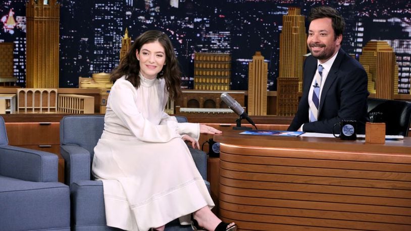 Singer Lorde (left) is interviewed by host Jimmy Fallon on Thursday.