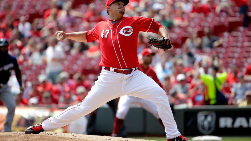 Reds rookie Sal Romano throws a pitch against the Brewers at Great American Ball Park on April 16. He was called up from AAA Louisville Tuesday morning, and will start this evening against the Diamondbacks.