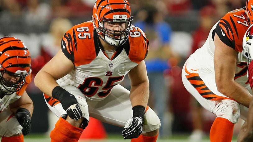 GLENDALE, AZ - NOVEMBER 22: Guard Clint Boling #65 of the Cincinnati Bengals in action during the NFL game against the Arizona Cardinals at the University of Phoenix Stadium on November 22, 2015 in Glendale, Arizona. The Cardinals defeated the Bengals 34-31. (Photo by Christian Petersen/Getty Images)