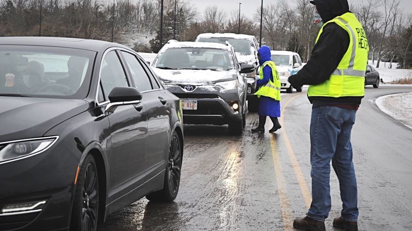 The parking lot at the new Montgomery County Fairgrounds quickly filled up for free COVID-19 testing Tuesday afternoon, Dec. 1, 2020.