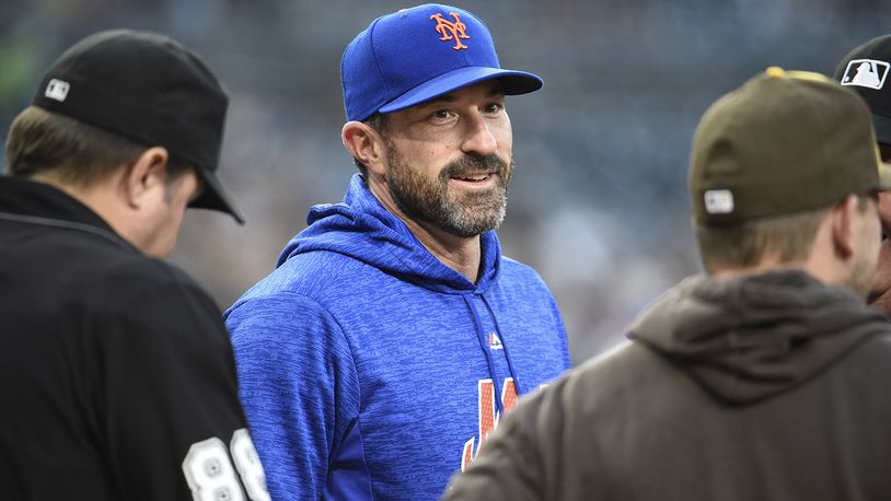 SAN DIEGO, CA - APRIL 27: Mickey Callaway #36 of the New York Mets comes onto the field before a baseball game against the San Diego Padres at PETCO Park on April 27, 2018 in San Diego, California. (Photo by Denis Poroy/Getty Images)