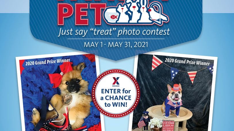 From May 1-31, military shoppers at Wright-Patterson Air Force Base Exchange can submit a patriotically themed photo of their pet or pets – whether they be furry, feathered or scaly – at ShopMyExchange.com/sweepstakes for a chance to win $3,000 in Exchange gift cards. CONTRIBUTED PHOTO