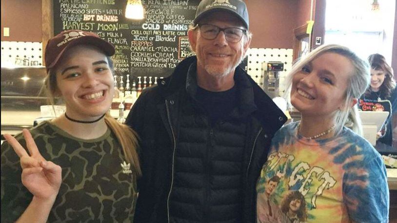 Ron Howard during his late March visit to the Triple Moon Coffee Company. CONTRIBUTED