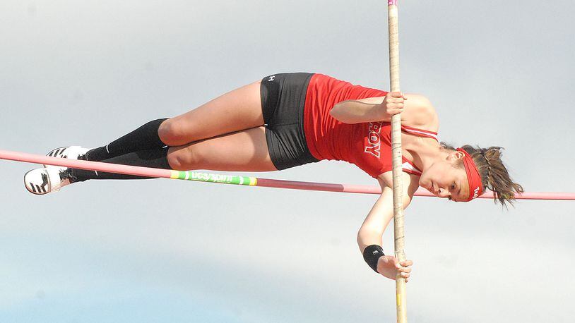 Sophie Fong competes in the pole vault for Troy High School. Photo courtesy of the Fong family