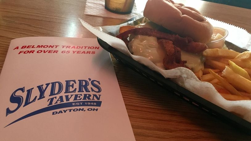 Slyder's Tavern, Belmont, is famous for its burgers. LAUREN RINEHART/CONTRIBUTED